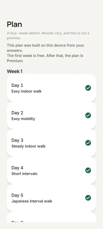 Four-week walking plan with daily sessions